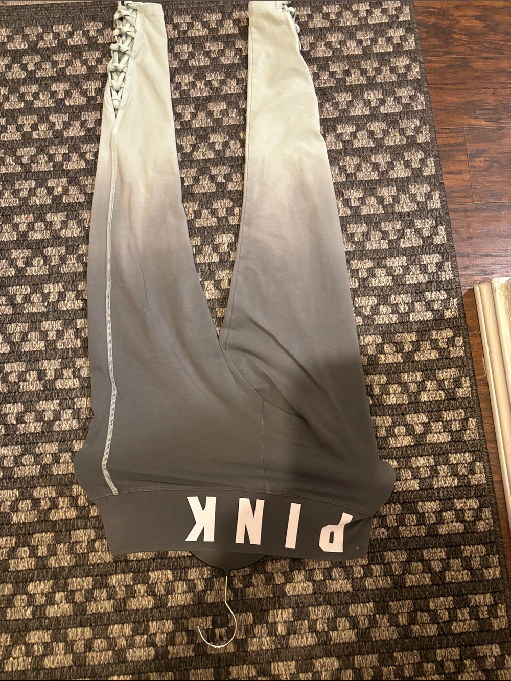 PINK Victoria's Secret Ombre Gray-to-Cream Lace-Up girls Leggings